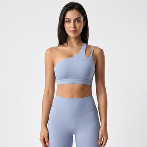 Women Asymmetric One Shoulder Sports Bra Hollow Cutout <b>Back</b> Padded Yoga Bra <b>Low</b> Support Pilates Fitness Crop <b>Top</b> Wholesale - Product Image 6