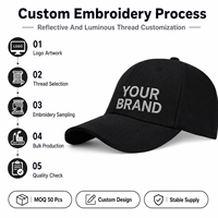 Casquette de baseball personnalisée avec broderie réfléchissante et logo lumineux pour la sécurité des équipes sportives nocturnes en extérieur et la promotion