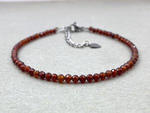 Hessonite Garnet <b>Bracelet</b> Dainty Gemstone Jewelry Micro Faceted Beads Crystal <b>Bracelet</b> Minimalist Jewelry Tiny Gemstone <b>Bracelet</b> - Product Image 4