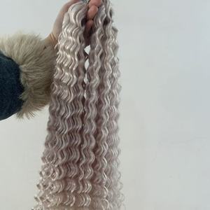 Extension per <span class=keywords><strong>Capelli</strong></span> in Piuma di Alta Qualità, <span class=keywords><strong>Capelli</strong></span> Vergini Europei, Colore Biondo Bianco, Ricci, 20 Pollici - Product Image 5