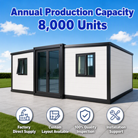 Maison mobile pliable de 20 pieds, structure en acier, maison préfabriquée miniature avec salle de bain, cuisine, ignifuge, imperméable, pour petite famille