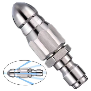 <span class=keywords><strong>Buse</strong></span> <span class=keywords><strong>de</strong></span> nettoyage <span class=keywords><strong>de</strong></span> canalisations haute pression en acier inoxydable à connexion rapide 1/4 po, 1 trou avant et 6 trous arrière, <span class=keywords><strong>pour</strong></span> nettoyeur haute pression - Product Image 4