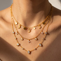 Kalung Wanita Trendy Novirassine dari Baja Anti Karat, Berlapis, Motif Bulan dan Kupu-kupu, Perhiasan Fashion Global, Produk Terlaris