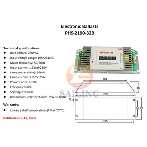 Lámparas UV de 320W GPHHA1554T6 NNI300/147XL TUV325WXP Balasto eléctrico PH9-2100-320 lámpara <span class=keywords><strong>fluorescente</strong></span> UVC Balasto electrónico - Product Image 2