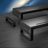 Nouveau support d'écran d'ordinateur en métal noir de 32 pouces à double niveau avec tiroirs, interface USB 3.0, équipé de charge rapide