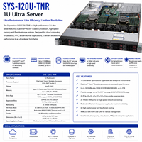 Serveur en rack Supermicro SuperServer SYS 120U TNR 1U avec deux processeurs Intel Xeon Scalable de 3e génération, 12 baies NVMe à échange à chaud