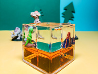 Cadeaux souvenirs poids de papier flottant liquide personnalisé cristal acrylique plastique forme cube presse-papier huile eau