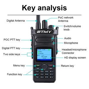 เครือข่าย DMR XIN POC 4G PoC และวิทยุสื่อสารแบบดิจิตอล UHF แบบพกพาพร้อมซิมการ์ดและความถี่ ET-C58D ที่มีตัวเลือกการเข้ารหัส AES256 - Product Image 5