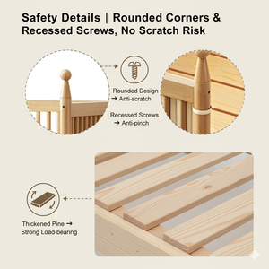 Camas Infantiles de Madera Más Vendidas, Seguras y Ecológicas, Cunas Multimodo para Bebés, Barandilla Desmontable, Cama para Niños Pequeños - Product Image 3