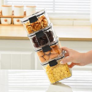 Bocal scellé empilable pour la cuisine Boîte de stockage des aliments en plastique Réservoir multigrain Bouteille Fruits secs Thé Conteneurs de stockage - Product Image 5
