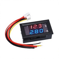 (Rojo Azul 10A) Medidor Digital de Voltaje y Corriente DC0-100V 10A LED con Pantalla Dual y Ajuste Fino