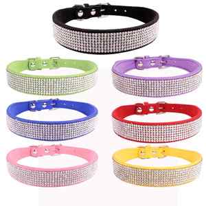 Collar de Cuero Ajustable para Perro, con Hebilla Metálica de Diamantes de Imitación Brillantes, Duradero y de Alta Calidad, Acolchado y Cómodo - Product Image 2