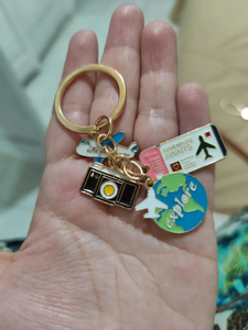 ห่วงโซ่เดินทางสำหรับนักเดินทางพวงกุญแจลูกโลก5ข้อสีเหลือง/ชมพู - Product Image 5