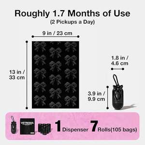 Extra Thick Leak-Proof Dog Poop Bags with Dispenser, Rose & Honey Scented Pet Waste Bags, Portable Garbage Bags for Dog - Product Image 6