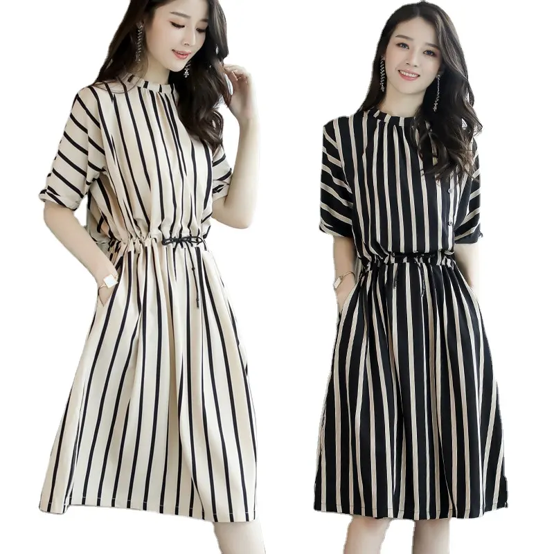 2022 fashion cheap dresses korean spring summer long women's dress short sleeve dress limited wholesale