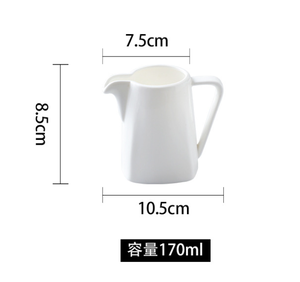Pichet à crème en porcelaine fine de haute qualité, classique et écologique, 350 ml, avec bec verseur, poignée et sans couvercle, pour la distribution de sauces en hôtel - Product Image 5