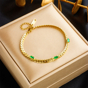 High End <b>Titanium</b> Steel <b>Chain</b> Bracelet With Diamond And Pearl Accents Gift Jewelry - Product Image 4