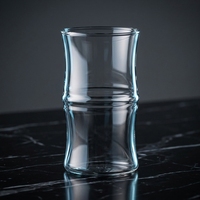 Verre à boire haut en verre borosilicate en forme de bambou avec logo personnalisé pour café, latte, matcha, thé