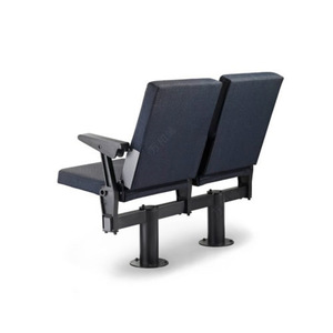 Manwa Expo Fabric <b>Padded</b> Retractable Stadium Seats Black With Handrails For School Auditorium Lecture Hall - Product Image 4