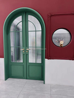Puerta Corrediza Moderna de Aluminio de Lujo con Doble Vidrio Templado, Aislamiento Acústico, Diseño Curvo de Vidrio Blanco, Garantía de 2 Años para Villas