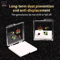Boîte de rangement carrée pliable multifonctionnelle 85x85x12mm en plastique transparent auto-adhésif pour pierres précieuses et pierres en vrac