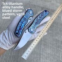 Couteau pliant EDC en acier inoxydable XF Foreign Trade, manche bleué TC4, couteau à fruits multifonctionnel portable pour l'extérieur