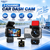 Kamera Dasbor Mobil SIBOYI Layar IPS 3 Inci 1080P Full HD Tiga Lensa dengan Perekaman Berulang Depan/Belakang
