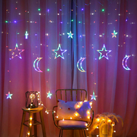 Hot Sale 138 LED Moon Star Lampe String Fenster Vorhang Licht für Outdoor-Hochzeits feier Ramadan Dekoration für Indoor Room Decor