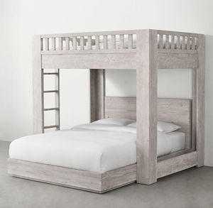 Meubles de chambre à coucher modernes en chêne massif, lit double confortable, tiroirs, lit superposé avec échelle, design personnalisable, fabrication professionnelle - Product Image 5