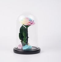 Nouvelle conception - Rose éternelle sous cloche en verre - Fleur éternelle faite à la main - Cadeau romantique pour la Saint-Valentin ou un anniversaire