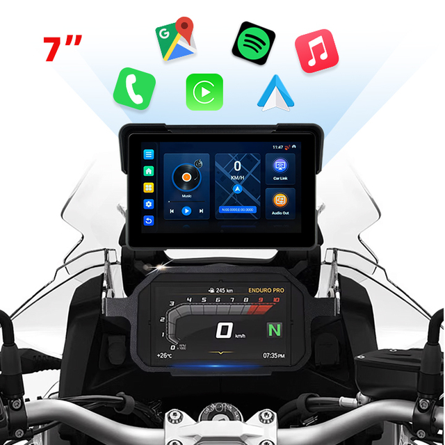EKIY Android 13.0 7 Inch Motorcycle Carplay GPS WiFi MOTO Navigation Wireless CarPlay 2GB+32GB Wireless Android Auto 4-core A53