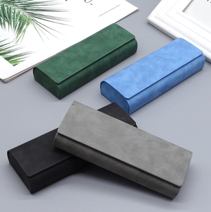 Handmade High-End Recyclable Flip Glasses Case with Rigid Paper Core and Soft Sheepskin Faux Leather Magnetic Closure - Product Image 1