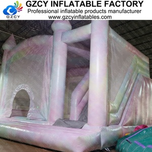 Château gonflable commercial combiné avec des ballons, maison de saut extérieure blanche avec toboggan, en PVC, installation facile - Product Image 3