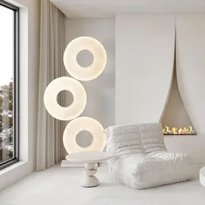 מכירה לוהטת מודרני גדול לבן ברזל מקורה דקורטיבי בית מלון וילה מעגל יוקרה עיצוב מנורת רצפה