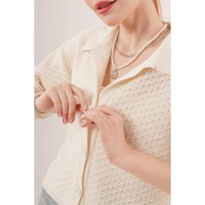 Lustrin Women's Buttoned Half Sleeve Drop Shoulder <b>Cardigan</b>, Comfortable Polyester Cotton Blend Knitwear for Casual Wear - Product Image 3