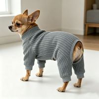 Pyjama côtelé douillet pour chien, quatre pattes, chaud, col roulé, automne-hiver, pour petits et moyens chiens