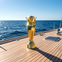 Trophée de football en métal miroir de luxe personnalisé, prix du championnat royal de 60 cm