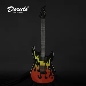 Derulo Electric Guitar St Stye Flame Coloured Pattern Swamp ash Body Canadian maple Neck Rosewood Fretborad Dison Guitar