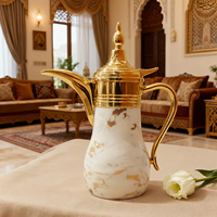 Cadeau du Ramadan : Pot à café turc en métal de qualité alimentaire en forme de Dallah, couleur argent ou or, 1,0 litre, thermos arabe Dallah