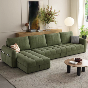 EU Zayshine Modern 4-seater L-Shape Living Room Set Modular Apartment Villa Corner Adjustable Storage Bed - Product Image 4
