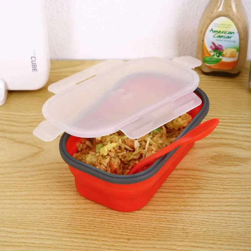 Récipient pliable en plastique pour la préparation de repas récipient alimentaire étanche et peu encombrant boîte à bento pliable en silicone facile à prendre