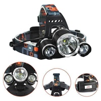 Lampe frontale portable puissante, étanche, rechargeable par USB, avec zoom, quatre modes, lampe frontale LED, lampe torche