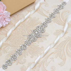 حزام كريستال فضي وذهبي وذهبي وردي RE5024 مزين بالألماس لفستان الزفاف - Product Image 2