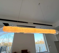 Suspension linéaire en marbre espagnol, acier inoxydable, doré brossé, avec abat-jour en pierre LED chaud, pour îlot de cuisine