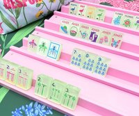 Matcha Pearl Garden Glow Ensemble de Mahjong Américain Moderne de Luxe 160 Pièces Tuiles en Acrylique Design Pop Art Personnalisé Écologique Portable