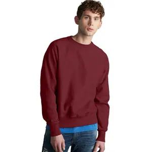 Мужская хлопковая рубашка с круглым вырезом, бордовая однотонная толстовка с длинными рукавами, с круглым вырезом, под заказ