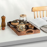 Nampan Sajian Kayu Walnut Persegi Gaya Vintage 27-27.9cm Warna Solid Desain Minimalis Modern