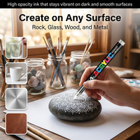 Marqueur acrylique liquide direct Premium ART WALKER – Blanc, Noir, Argent, Or – Pointe pinceau souple, étanche, pour loisirs créatifs, cadeau facile, modèle DIY