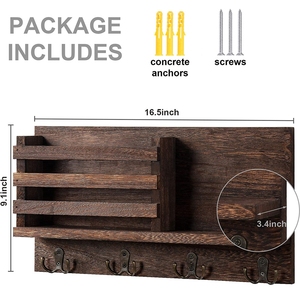 <span class=keywords><strong>Porte</strong></span>-clés <span class=keywords><strong>mural</strong></span> en bois noir de style nouveau, organisateur de <span class=keywords><strong>courrier</strong></span> <span class=keywords><strong>mural</strong></span> avec 4 crochets - Product Image 5