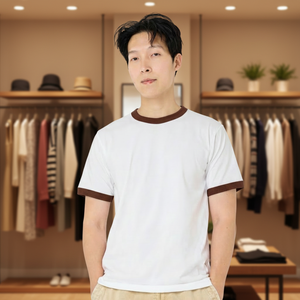 T-shirt à col rouge personnalisé avec impression DTF, 230 g/m², semi-32, haute qualité - Product Image 5